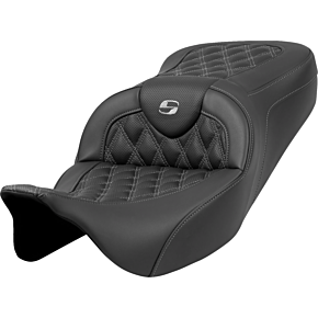 Roadsofa™ Seat - Lattice Stitch - Dark Gray Stitch - without Backrest - FLH/FLT '08-'23 808-07B-18202