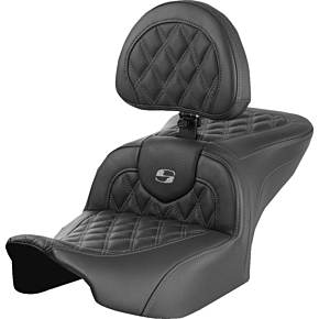 RoadSofa™ Seat - with Backrest - Lattice Stitch - Gray Stitch - FLTR/FLHX '23-'24 823-07-182B2