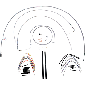 BURLY BRAND Handlebar Cable/Brake Line Kit - Complete - 18" Ape Hanger Handlebars - Stainless Steel B30-1057