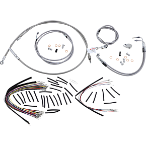 BURLY BRAND Handlebar Cable/Brake Line Kit - Complete - 18" Ape Hanger Handlebars - Stainless Steel B30-1096