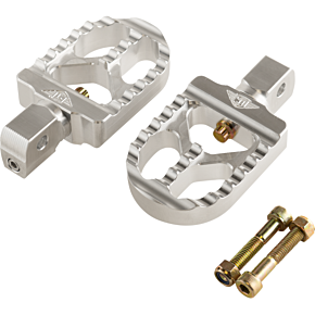 Serrated Footpegs - Silver- Short 08-57-8