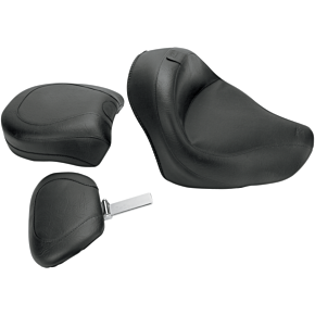 Seat - Vintage - Wide - Touring - With Driver Backrest - Two-Piece - Smooth - Black - VT750 Aero 79391