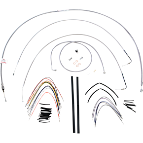 BURLY BRAND Handlebar Cable/Brake Line Kit - Complete - 18" Ape Hanger Handlebars - Stainless Steel B30-1060