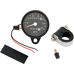 2.4" MPH Mini LED Mechanical Speedometer/Indicators/Trip - Black Housing - Black Face - 2:1 2210-0251