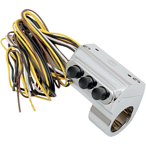 Performance Machine Pm Switch Assembly - Left Side - Three Button - Cable Clutch - Chrome 0062-2035-CH
