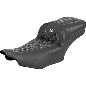 Roadsofa™ Extended Reach Seat - without Backrest - White Stitch - FLH/FLT '23-'25 823-07-21106