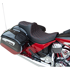 Drag Specialties Predator III Seat - Double Diamond - Red - Vinyl 0810-2264
