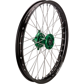 SX-1 Complete Wheel - Front - Black Wheel/Green Hub - 21"x1.60" - Kawasaki 0203-0701