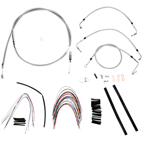 BURLY BRAND Handlebar Cable/Brake Line Kit - Complete - 16" Ape Hanger Handlebars - Stainless Steel B30-1092