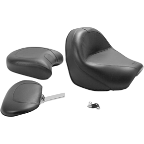 Seat - Vintage - Wide - Touring - With Driver Backrest - Two-Piece - Smooth - Black - VL 79283