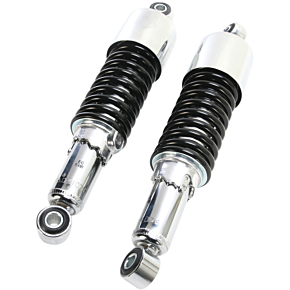 Custom Shorty Shocks with Shroud - Chrome Body/Black Spring Finish - Eye Lowering 17-05700