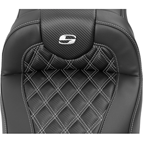 Roadsofa™ Extended Reach Seat - with Backrest - Lattice Stitch - Silver Stitch - FLTR/FLHX '23-'24 823-07-207B5