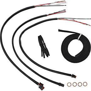 Handlebar Cable/Brake Line Kit - Quick Connect - Complete - 15" - 17" Ape Hanger Handlebars - Black LA-8156KT2-16B