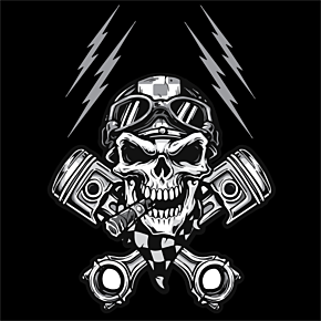 Flydanna® Cotton Headwrap - Biker Skull Z712