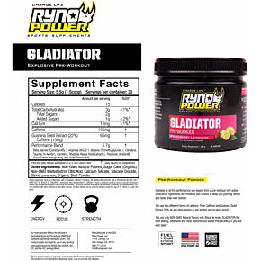 Gladiator Pre-Workout Drink Mix - Tub - Strawberry Lemonade GLAD-TUB