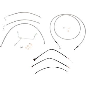 BURLY BRAND Handlebar Cable/Brake Line Kit - Complete - 13" Ape Hanger Handlebars - Stainless Steel B30-1117