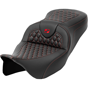 RoadSofa™ Seat - Honeycomb - Red Stitch - without Backrest - FLH/FLT '08-'23 808-07B-18904