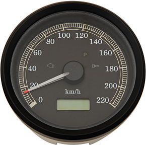 3-3/8" KM/H Programmable Electronic Speedometer - Black Bezel - Black Face 2210-0390