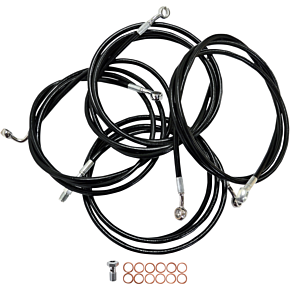 La Choppers Handlebar Cable/Brake Line Kit - 15" - 17" Ape Hanger Handlebars - Black Vinyl LA-8052KT-16B