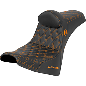 Pro Series SDC Performance Seat - w/ Backrest - Orange Stitch - Gripper - FXBB/FXST '18-'25 SC81830DB3
