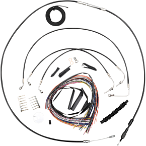 Handlebar Cable/Brake Line Kit - Quick Connect - Complete - 12" - 14" Ape Hanger Handlebars - Black LA-8155KT2-13B