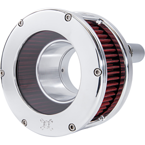 Air Cleaner - BA Series - Chrome - Clear Cover - Red - M8 5438
