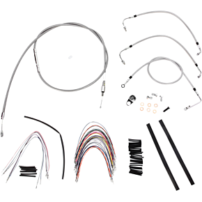 BURLY BRAND Handlebar Cable/Brake Line Kit - Complete - 18" Ape Hanger Handlebars - Stainless Steel B30-1093