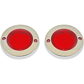 Custom Dynamics ProBEAM® Flat Bezel Turn Signal Adapters - Chrome/Red PB-FLAT-BEZ-CR