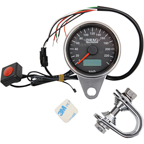 2.4" KMH Programmable Mini Electronic Speedometer with Odometer/Tripmeter - Matte Black - Black Face 2210-0326