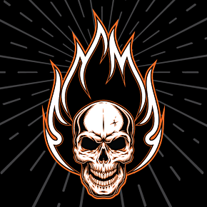 Flydanna® Head Wrap - Flaming Skull Z312