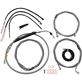 Handlebar Cable/Brake Line Kit - Complete - 12" - 14" Ape Hanger Handlebars - Stainless LA-8058KT2-13