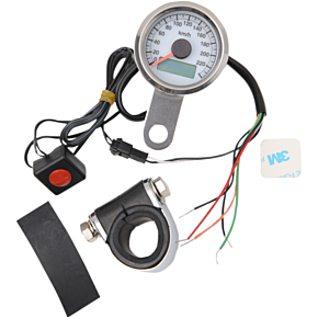 1.87" KM/H Programmable Mini Electronic Speedometer with Odometer/Tripmeter - Polished - White Face 2210-0325