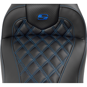 RoadSofa™ Seat - with Backrest - Carbon Fiber - Lattice Stitch - Blue Stitch - FLTR/FLHX '23-'24 823-07-206B1
