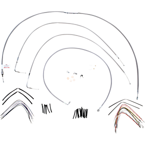 BURLY BRAND Handlebar Cable/Brake Line Kit - Complete - 16" Ape Hanger Handlebars - Stainless Steel B30-1053