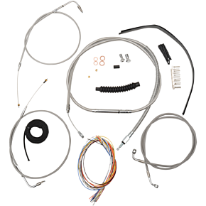 Handlebar Cable/Brake Line Kit - Complete - 12" - 14" Ape Hanger Handlebars - Stainless LA-8110KT2A-13