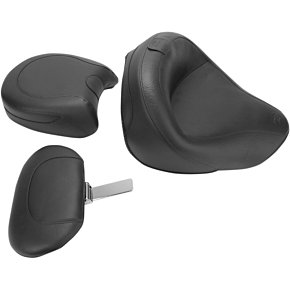 Seat - Vintage - Wide - Touring - With Driver Backrest - Two-Piece - Smooth - Black - VN1600 79351