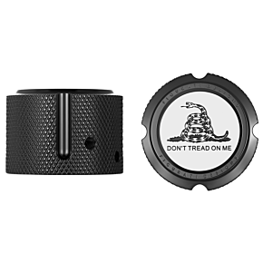 Figurati Designs Front Axle Nut Cover - Stainless Steel - Black w/Don't Tread On Me FD40-FAC-BK