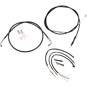 Handlebar Cable/Brake Line Kit - Complete - 15" - 17" Ape Hanger Handlebars - Black Vinyl LA-8153KT2-16B