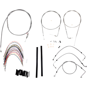 BURLY BRAND Handlebar Cable/Brake Line Kit - Complete - 18" Ape Hanger Handlebars - Stainless Steel B30-1081