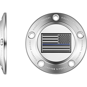 Figurati Designs Timing Cover - 5 Hole - American - Blue Line - Stainless Steel FD70-TC-5H-SS