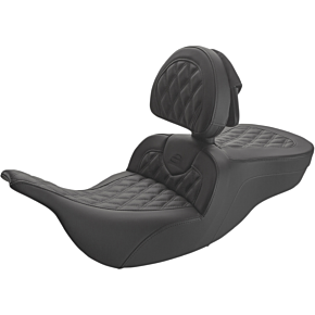 Saddlemen Roadsofa™ Lattice Stitched Seat - With Driver Backrest - Black 897-07-182BR