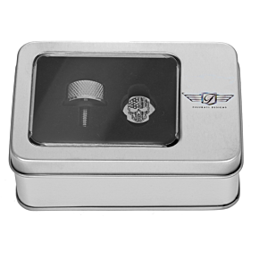 Figurati Designs Seat Mounting Knob - Stainless Steel - Skull - Contrast Cut FD27-SEAT KN-SS