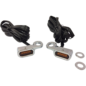 LED Handlebar Marker Lights - Hydraulic Clutch - Chrome/Amber 2040-2128