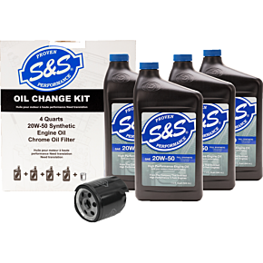 Oil Change Kit - Black Filter - '84-'99 Big Twin/'86-'22 Sportster - 4 US quarts 218941