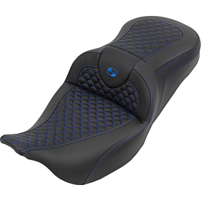 Roadsofa™ Seat - without Backrest - Dragon Stitch - Blue Stitch - FLH/FLT '08-'25 808-07B-20801
