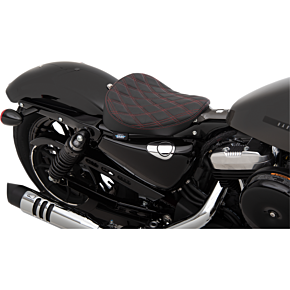 Drag Specialties Bobber Solo Seat - Double Diamond - Red Stitch - XL 0804-0741