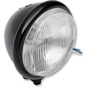 Bottom Mount H4 Headlight - 5-3/4" - Black 2001-0553