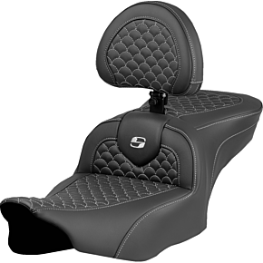 Roadsofa™ Seat - Dragon Scale Stitch - Silver Stitch - w/ Backrest - FLTR/FLHX '23-'24 823-07-208B5