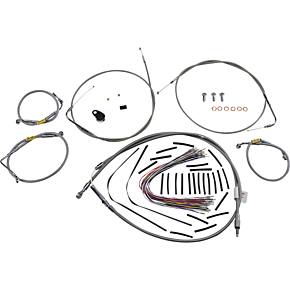 BURLY BRAND Control Kit - Early Touring Bikes - 13" Bagger Bar Handlebars - Stainless B30-1292