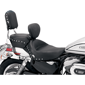 Mustang Wide Solo Seat - With Backrest - Black - Studded W/Concho - XL '04-'21 79437